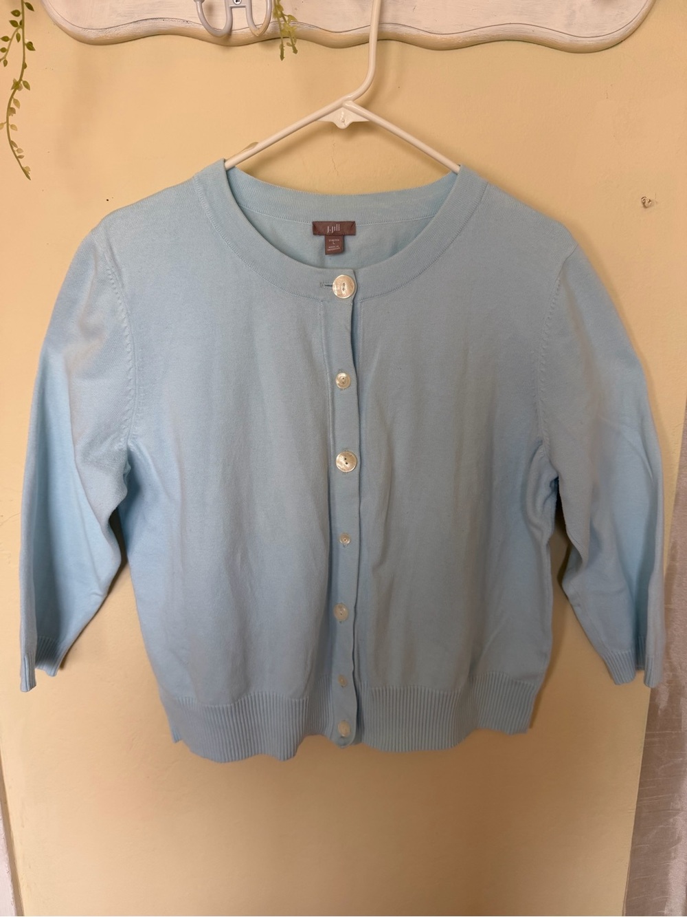 J.Jill  Pastel Blue Cropped Button-Front Cardigan